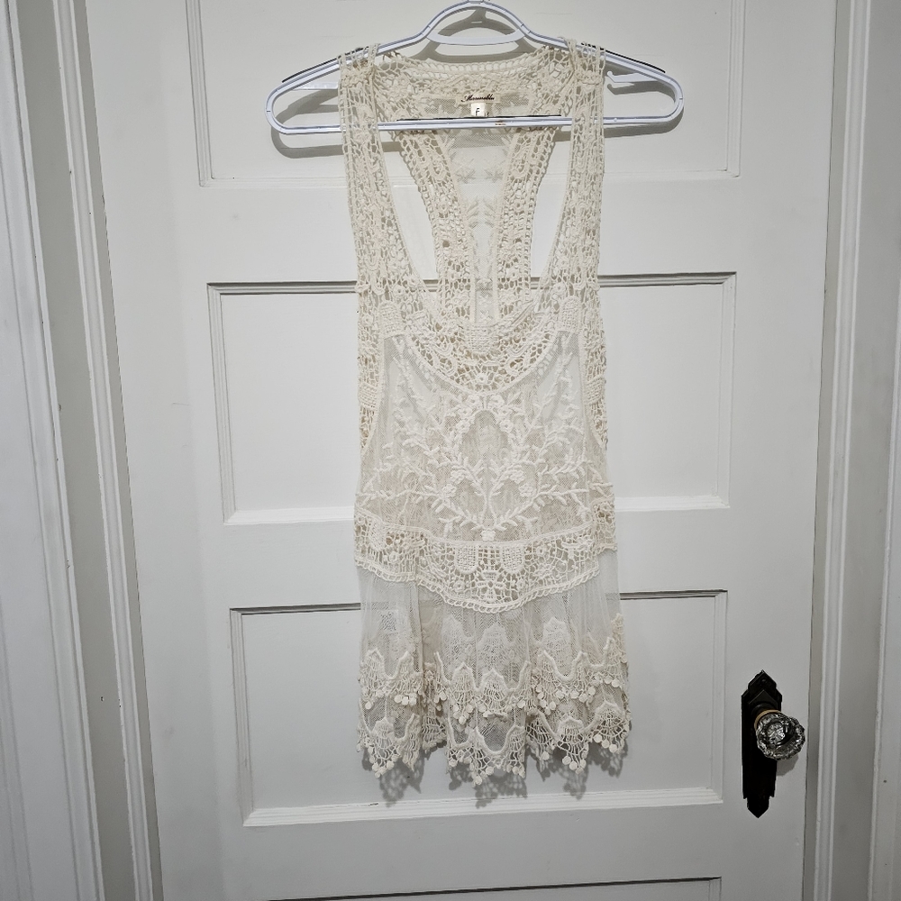 Marineblu cream lace tanktop womens cottagecore